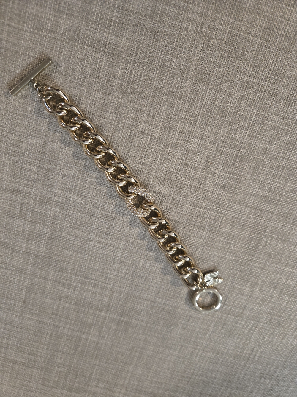 Chunky Gold Chain Bracelet with Pave Detail